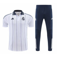 Реал Мадрид спортивный костюм с поло белый с синим 2025/26 Реал Мадрид спортивный костюм с поло белый с синим 2025/26
