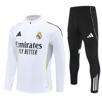 Реал Мадрид детский тренировочный костюм белый с черным 2025/26 Реал Мадрид детский тренировочный костюм белый с черным 2025/26