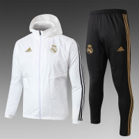 Cпортивный костюм с ветровкой Реал Мадрид бело-черный сезон 2019/20