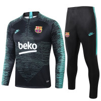 Барселона Детский тренировочный костюм черно-зеленый сезон 2019-2020