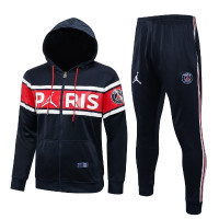 ПСЖ спортивный костюм Jordan с толстовкой темно-синий с красным 2021-2022