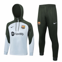 Барселона спортивный костюм с толстовкой на короткой молнии 2023/24 светло-серый с болотным