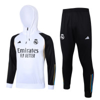 Реал Мадрид спортивный костюм с толстовкой на короткой молнии 2023/24 бело-чёрный
